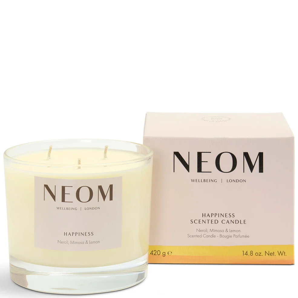 NEOM Wellbeing Happiness Scented 3 Wick Candle Image 1