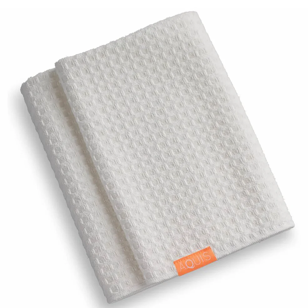 Aquis Hair Towel Waffle Luxe White Image 1