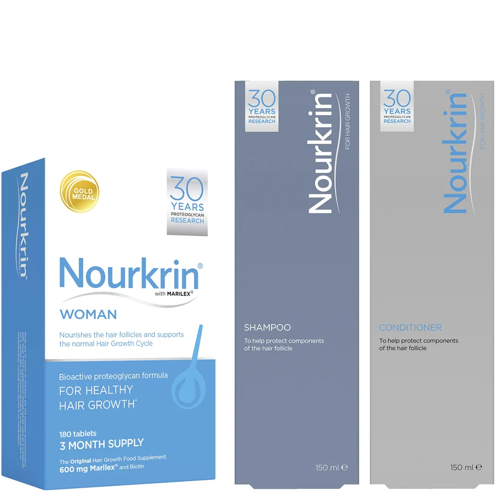 Nourkrin Woman Hair Growth Supplements 6 Month Bundle with Shampoo and Conditioner x2 (Worth £311.78) Image 1