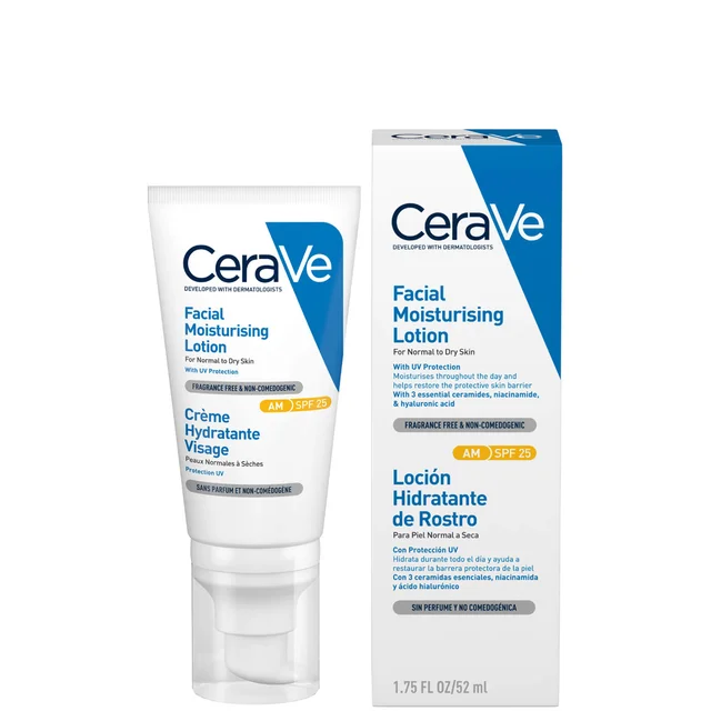 CeraVe AM Facial Moisturising Lotion SPF25 with Ceramides for Normal to Dry Skin 52ml