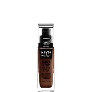 NYX Professional Makeup Can't Stop Won't Stop 24 Hour Foundation (Various Shades) - Shade Warm Walnut