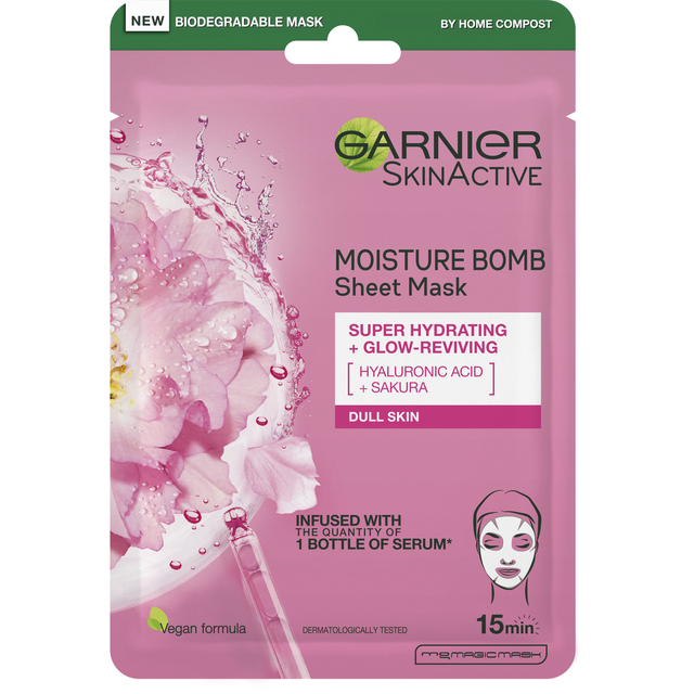 Garnier Moisture Bomb Sakura Hydrating Face Sheet Mask for Dull Skin 32g