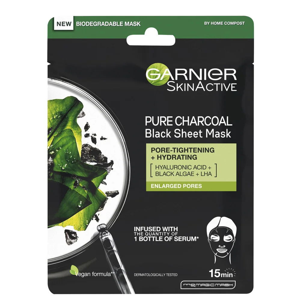 Garnier Charcoal and Algae Purifying and Hydrating Face Sheet Mask for Enlarged Pores 28g Image 1