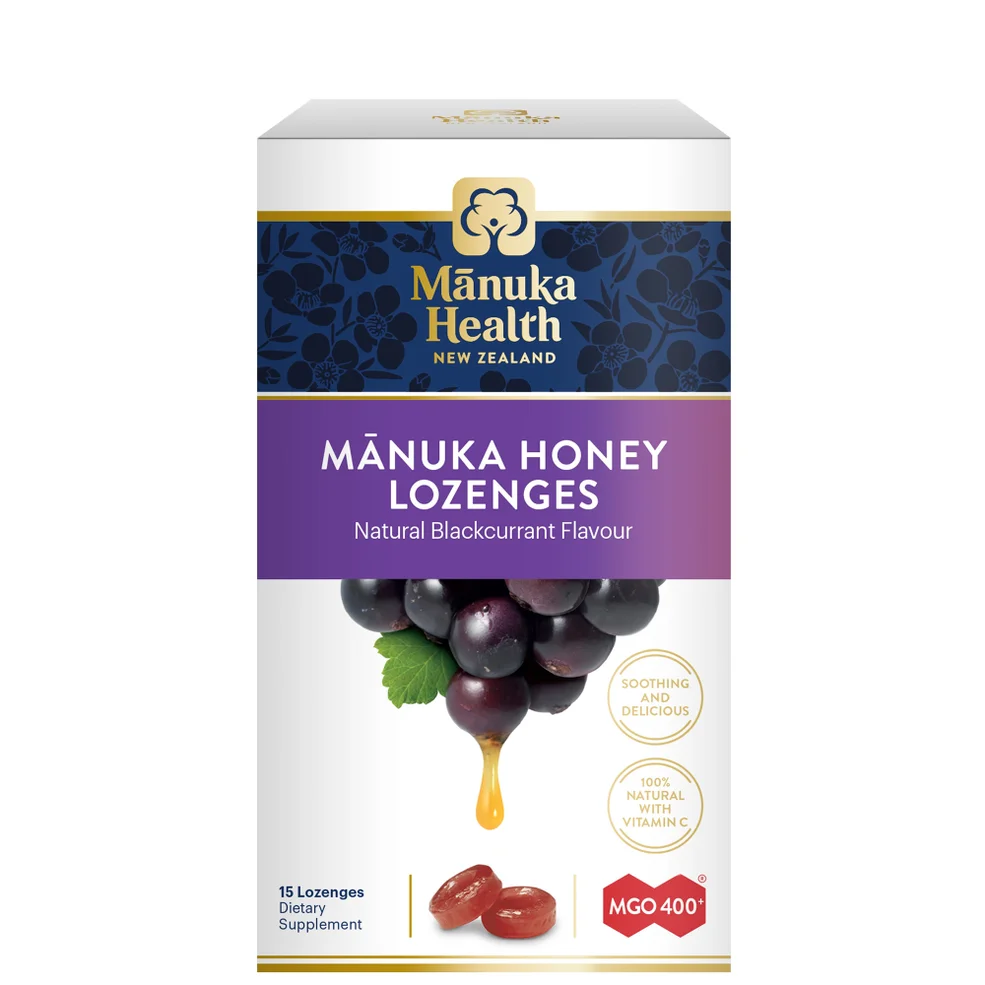 Manuka Health MGO 400+ Manuka Honey Drops with Blackcurrant 65g Image 1