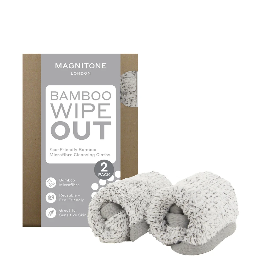 MAGNITONE WipeOut 100% Microfibre Bamboo Cleansing Cloths 2 Pack Image 1
