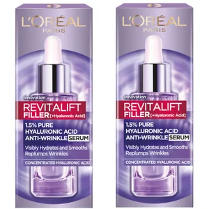 L'Oréal Paris Exclusive Revitalift Filler with 1.5% Hyaluronic Acid Anti-Wrinkle Dropper Serum Duo 2 x 30ml - undefined undefined