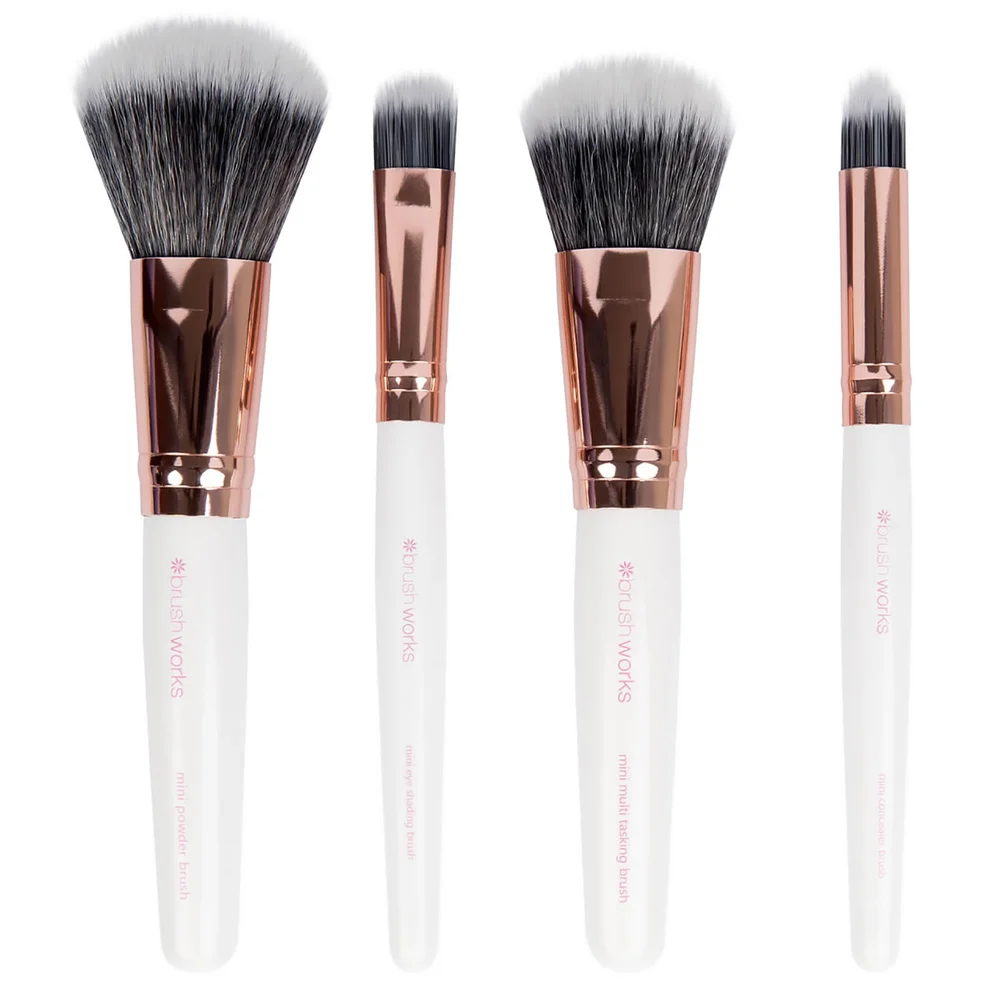 brushworks Travel Brush Set - White/Gold Image 1