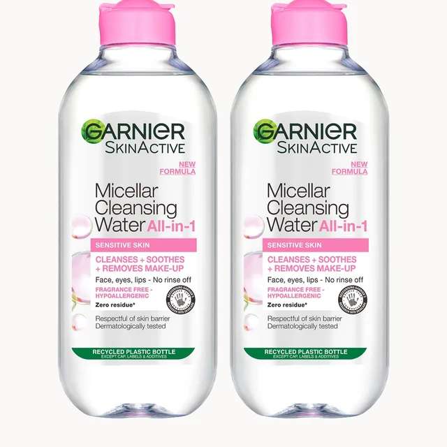 Garnier Micellar Water Facial Cleanser Sensitive Skin 400ml Duo Pack