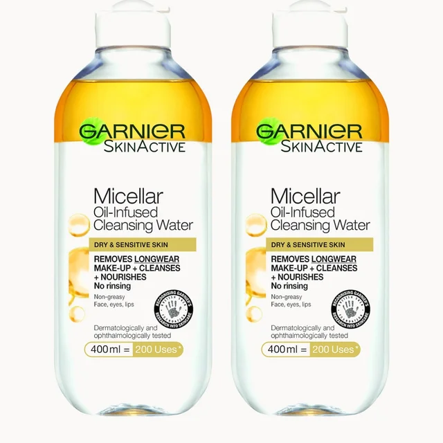 Garnier Micellar Water Oil Infused Facial Cleanser 400ml Duo Pack