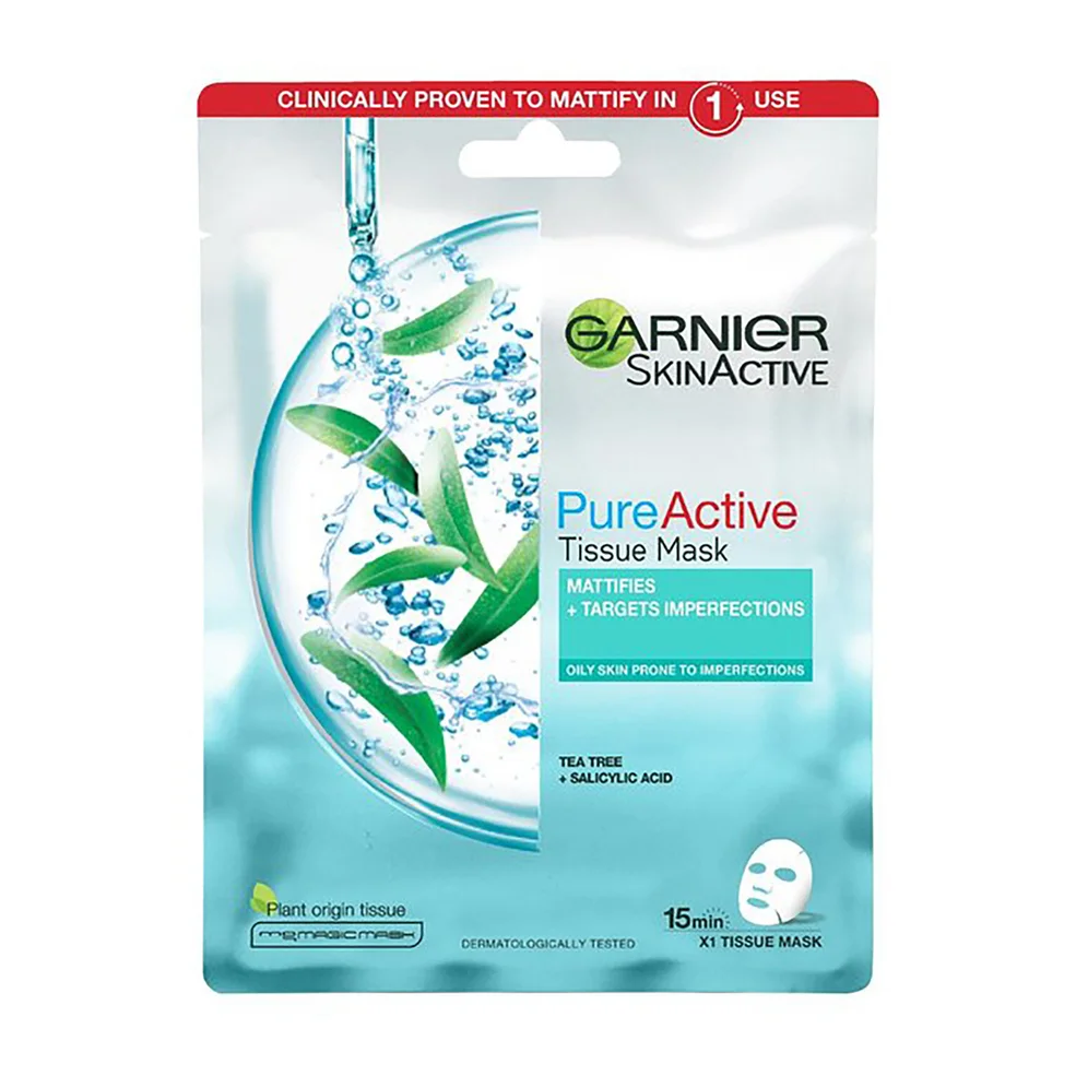 Garnier Pure Active Tea Tree and Salicylic Acid Sheet Mask 23g Image 1
