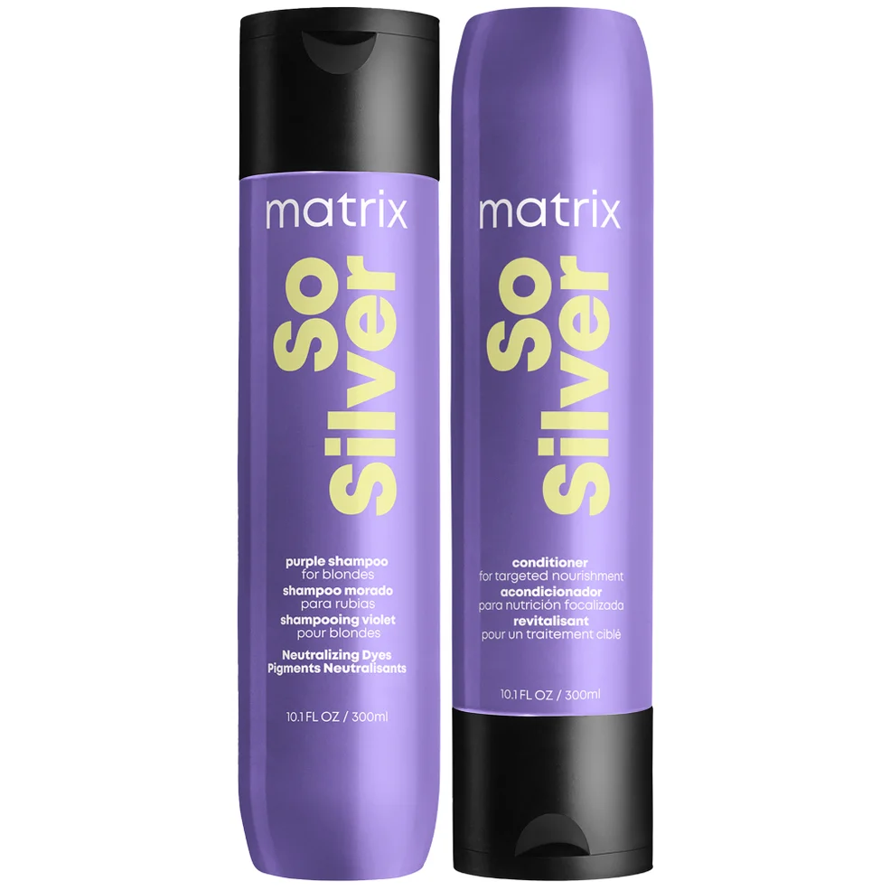 Matrix Total Results So Silver Purple Toning Shampoo and Conditioner for Blonde, Silver & Grey Hair 300ml Duo Image 1