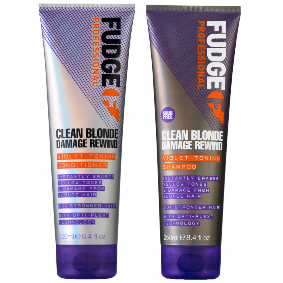 Fudge Professional Clean Blonde Damage Rewind Violet-Toning Shampoo and Conditioner Bundle 250ml Image 1