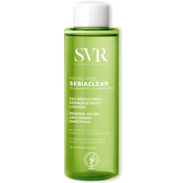 SVR SEBIACLEAR Micro-Peel - Salycilic & Lactobionic Acid Unclogging Anti-Blemish Face Essence for Acne-Prone, Oily Skin, 150ml