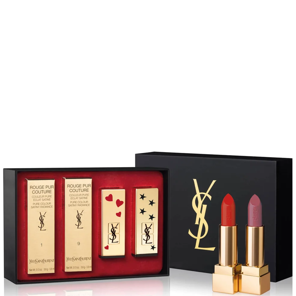 Yves Saint Laurent Rouge Pur Couture Lipstick 01 and 09 Heart and Stars Caps Set Image 1