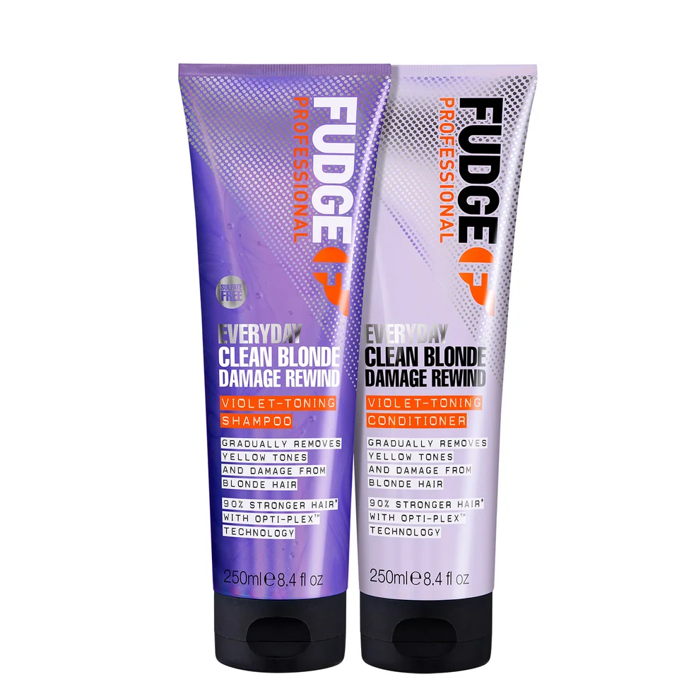 Fudge Professional Clean Blonde Everyday Violet Damage Rewind Purple Shampoo and Conditioner Duo (Worth £28.00) Image 1