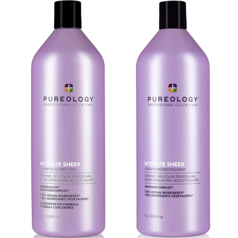 Pureology Hydrate Sheer Shampoo and Conditioner Supersize Bundle for Fine, Dry Hair, Sulphate Free for a Gentle Cleanse Image 1