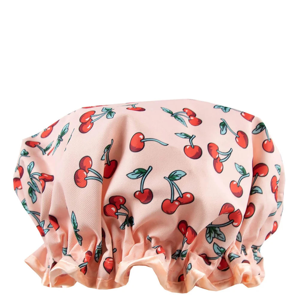 The Vintage Cosmetic Company Cherry Print Shower Cap Image 1
