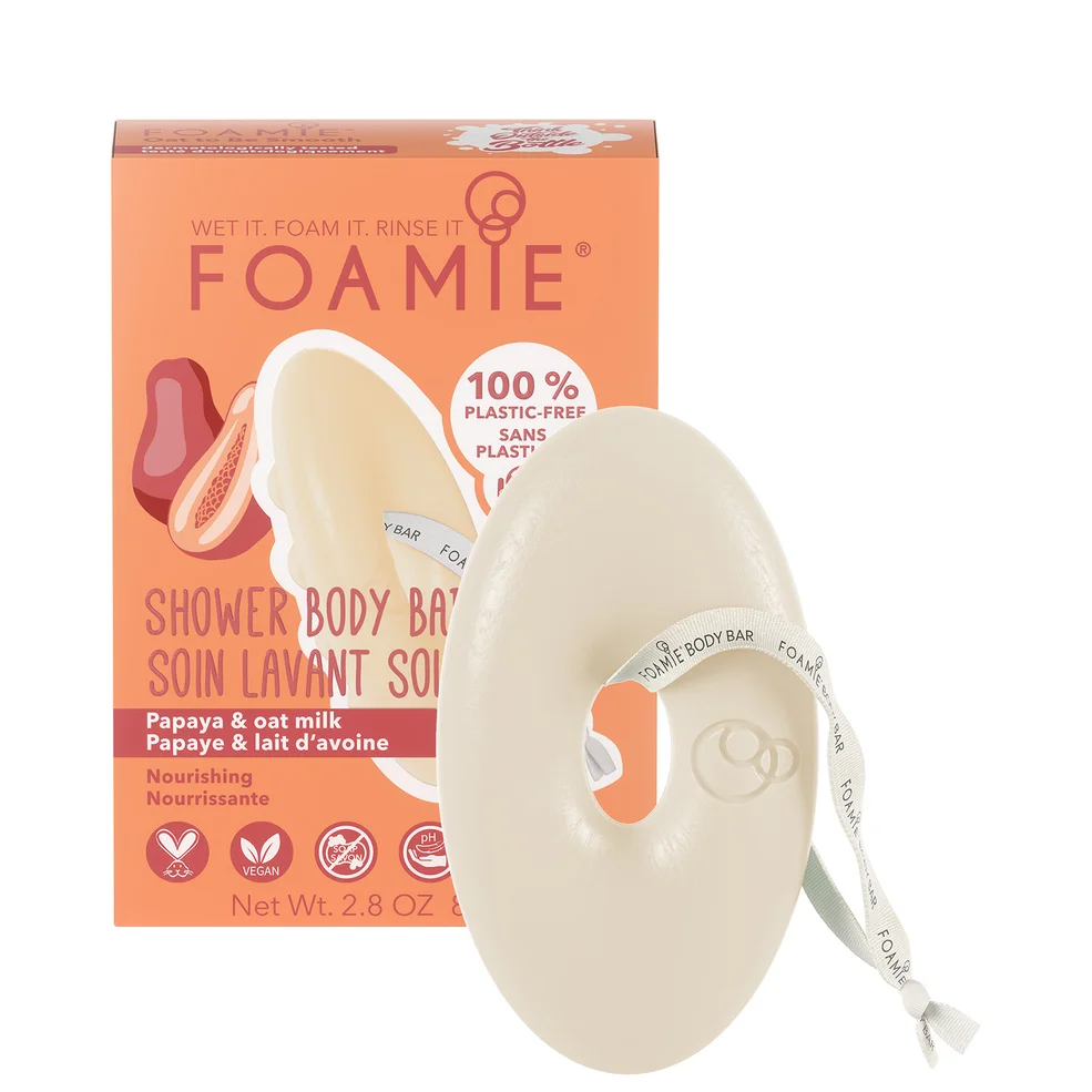 FOAMIE Shower Body Bar - Papaya and Oat Milk 80g Image 1