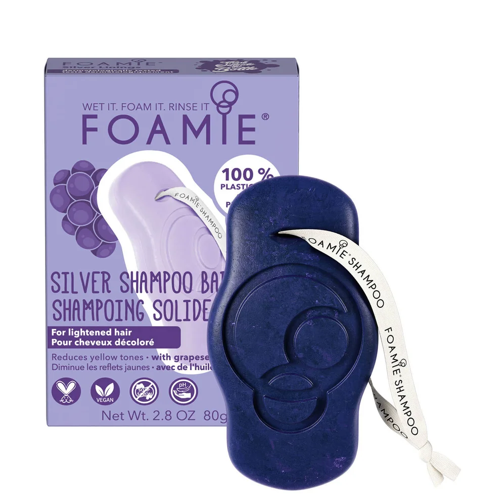 FOAMIE Silver Shampoo Bar - Grape for Blonde Hair Image 1