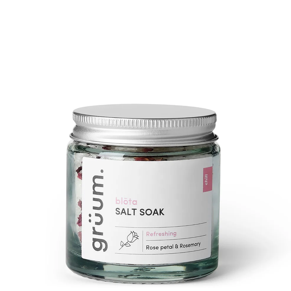 grüum blöta Rose Petal and Rosemary Bath Salt Soak 120g Image 1