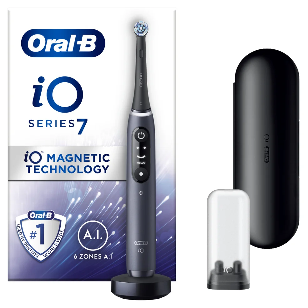 Oral B iO7 Black Electric Toothbrush with Travel Case Image 1