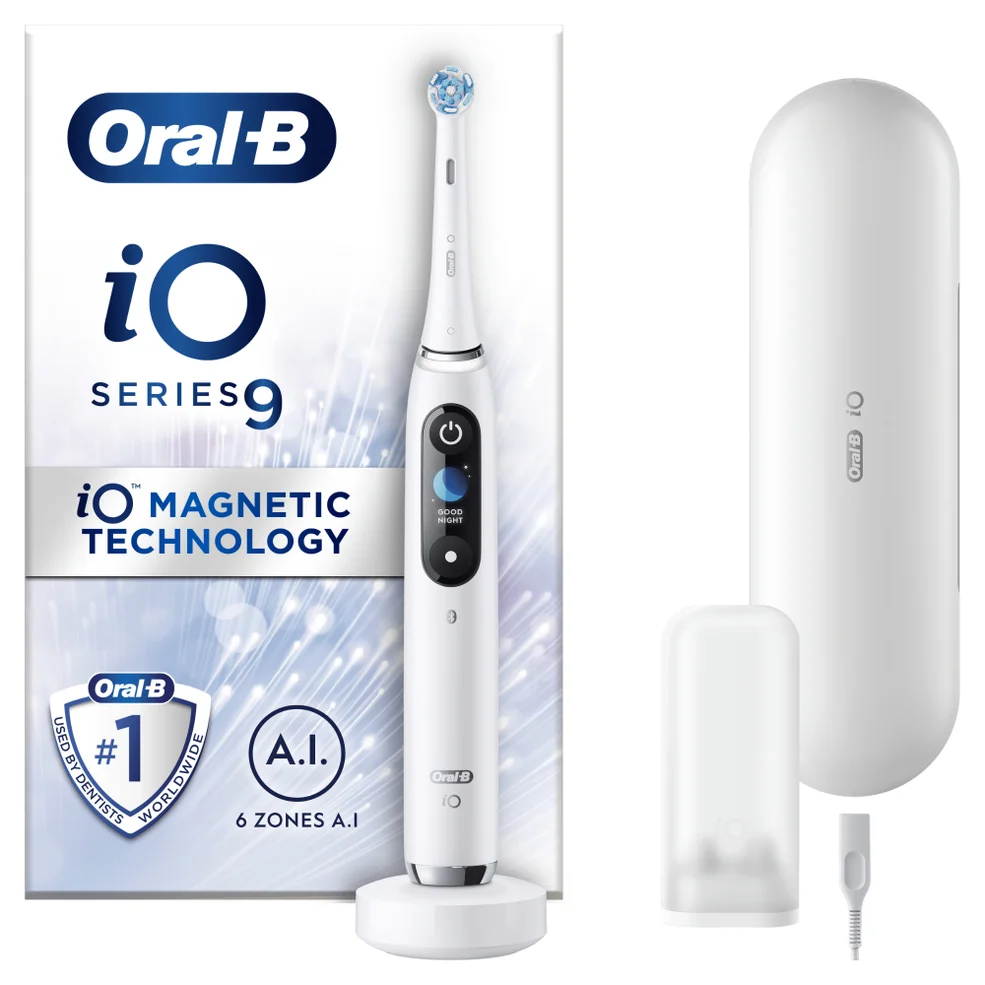Oral B iO9 White Alabaster Electric Toothbrush with Charging Travel Case Image 1