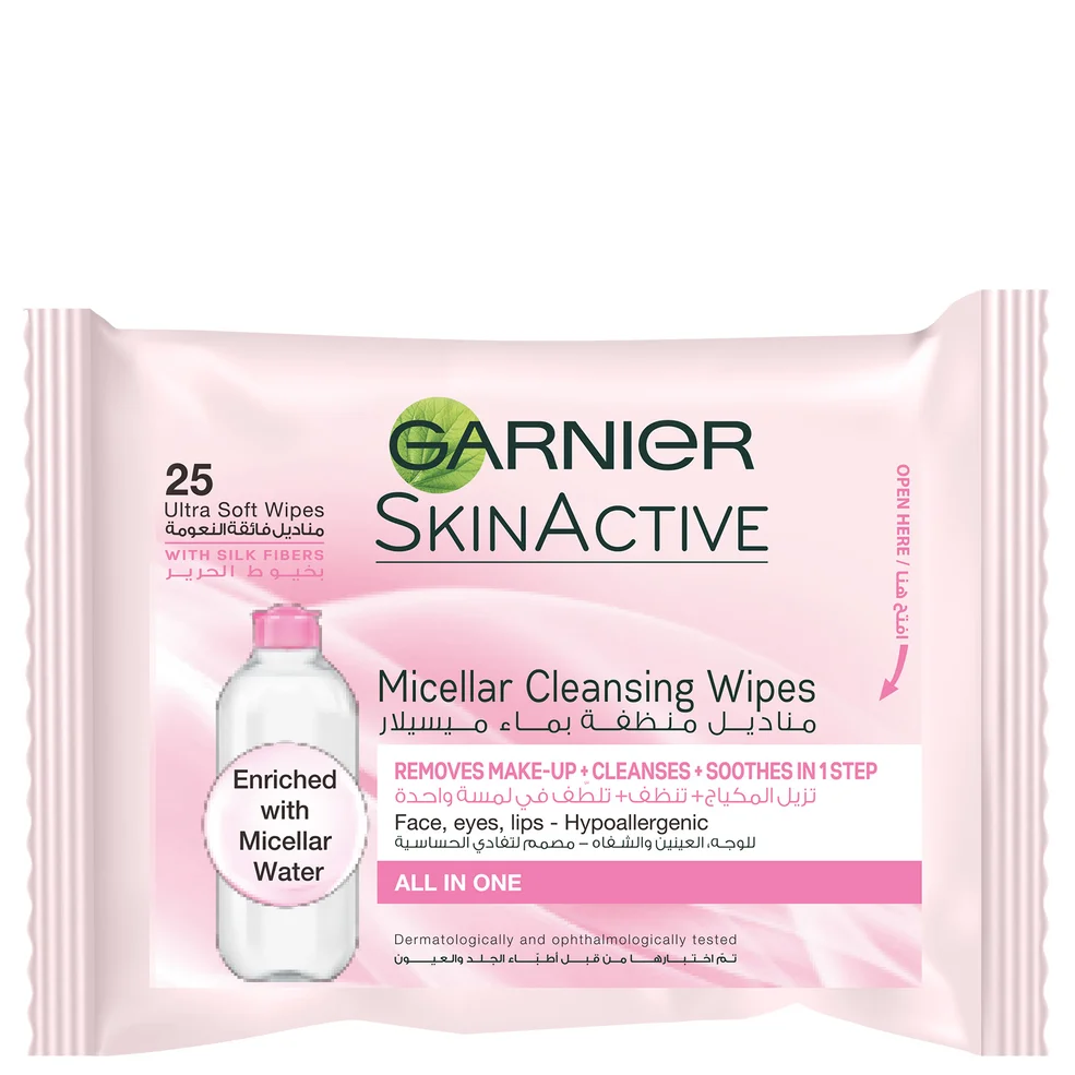 Garnier SkinActive Micellar Cleansing Wipes X25 Image 1