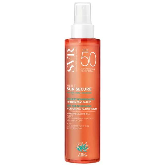 SVR SUN SECURE SPF 50+ Dry Body Oil Spray for Hypersensitive Skin, Satin Finish, Water-Resistant, Reef-Safe, All Ages, 200ml