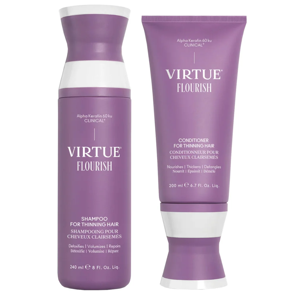 VIRTUE Flourish Shampoo and Conditioner for Thinning Hair Bundle Image 1