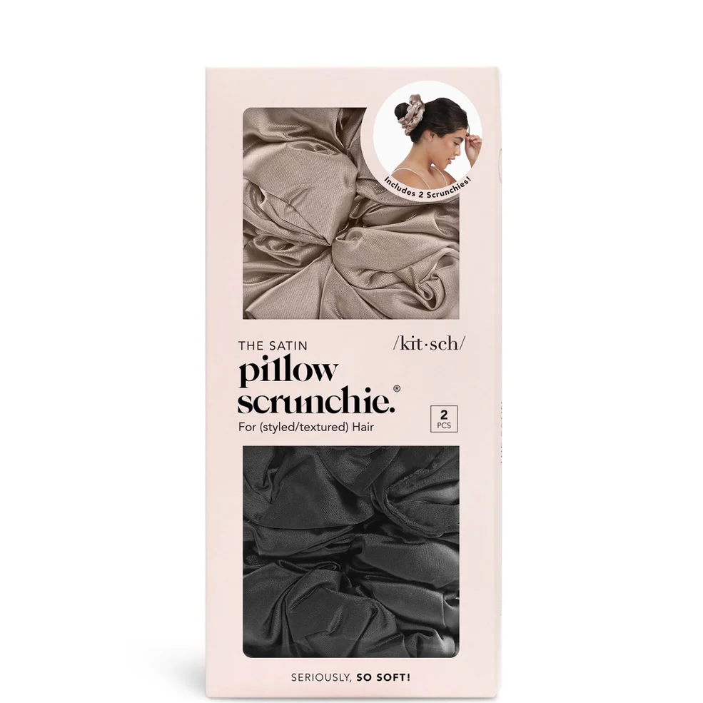 Kitsch Satin Pillow Scrunchie Charcoal/Gold Image 1