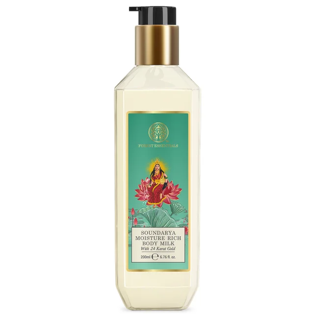 Forest Essentials Moisture Rich Body Milk Soundarya with 24 Karat Gold (Various Sizes)