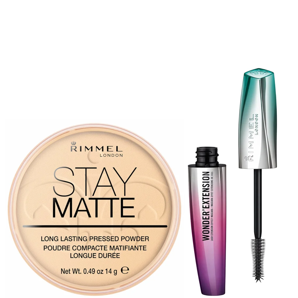 Rimmel Stay Matte Pressed Powder and Wonder Extension Mascara Bundle Image 1