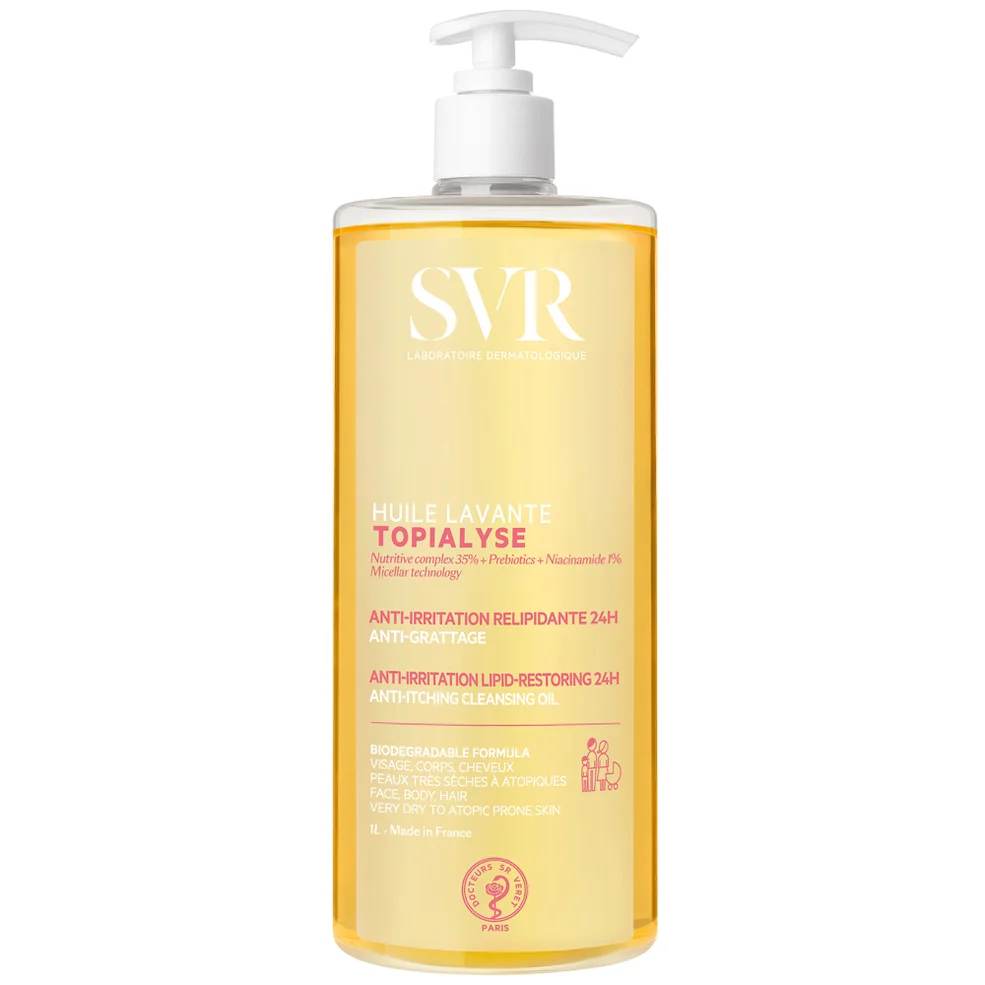 SVR TOPIALYSE 24hr Hydrating Soothing Eczema Face & Body Micellar Shower Oil for Very Dry, Sensitive Skin, All Ages, 1L Image 1