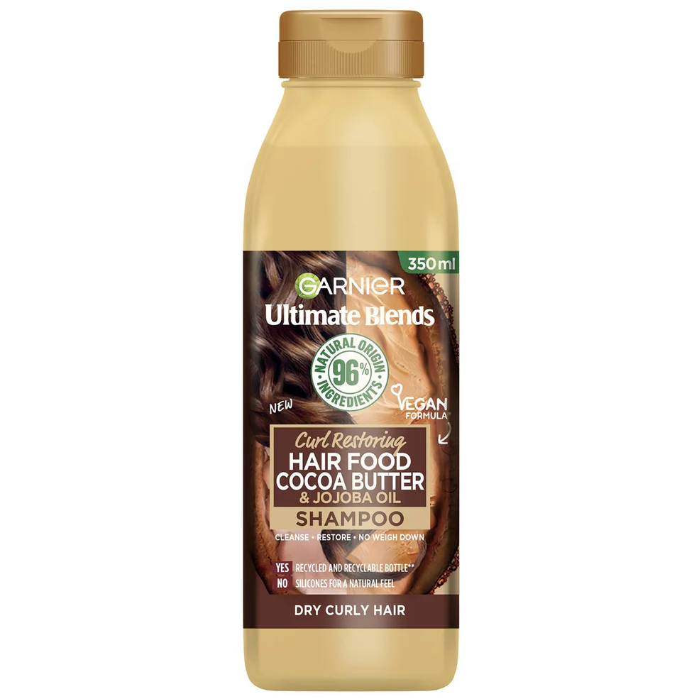 Garnier Ultimate Blends Cocoa Butter Shampoo for Dry, Curly Hair 350ml Image 1