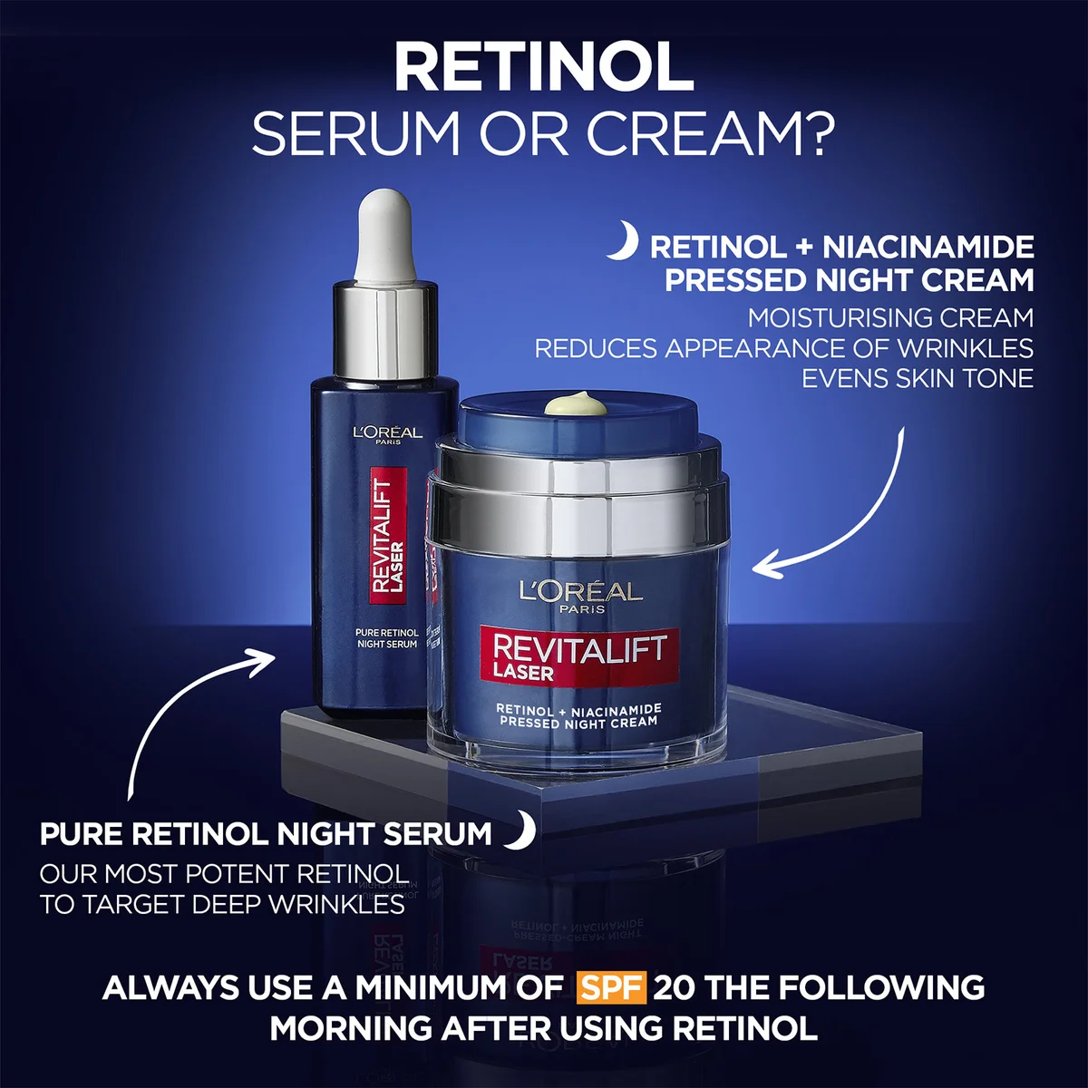 L'Oréal Paris Retinol and Niacinamide Night Cream Revitalift Laser Pressed Cream 50ml | LOOKFANTASTIC