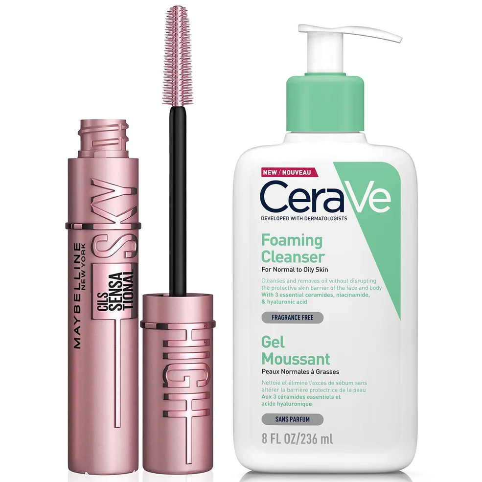 CeraVe Foaming Cleanser and Maybelline Sky High Mascara Duo for Oily Skin Image 1