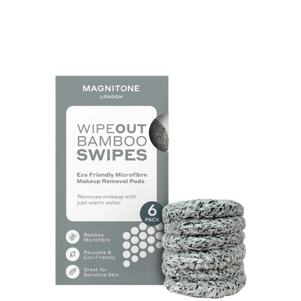 MAGNITONE Swipes 100% Microfibre Bamboo Makeup Remover Pads 6 Pack Image 1