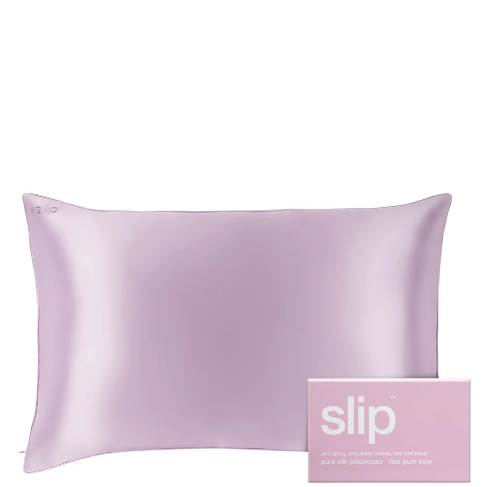 slip pure silk pillowcase in soft lilac with product box