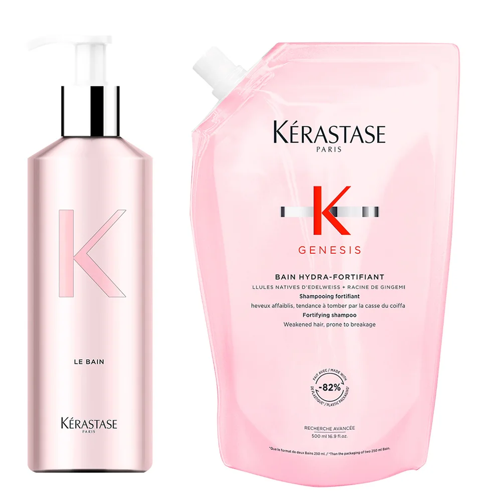 Kérastase Genesis Bain Hydra-Fortifiant Refill Pouch and Refillable Bottle Bundle Image 1