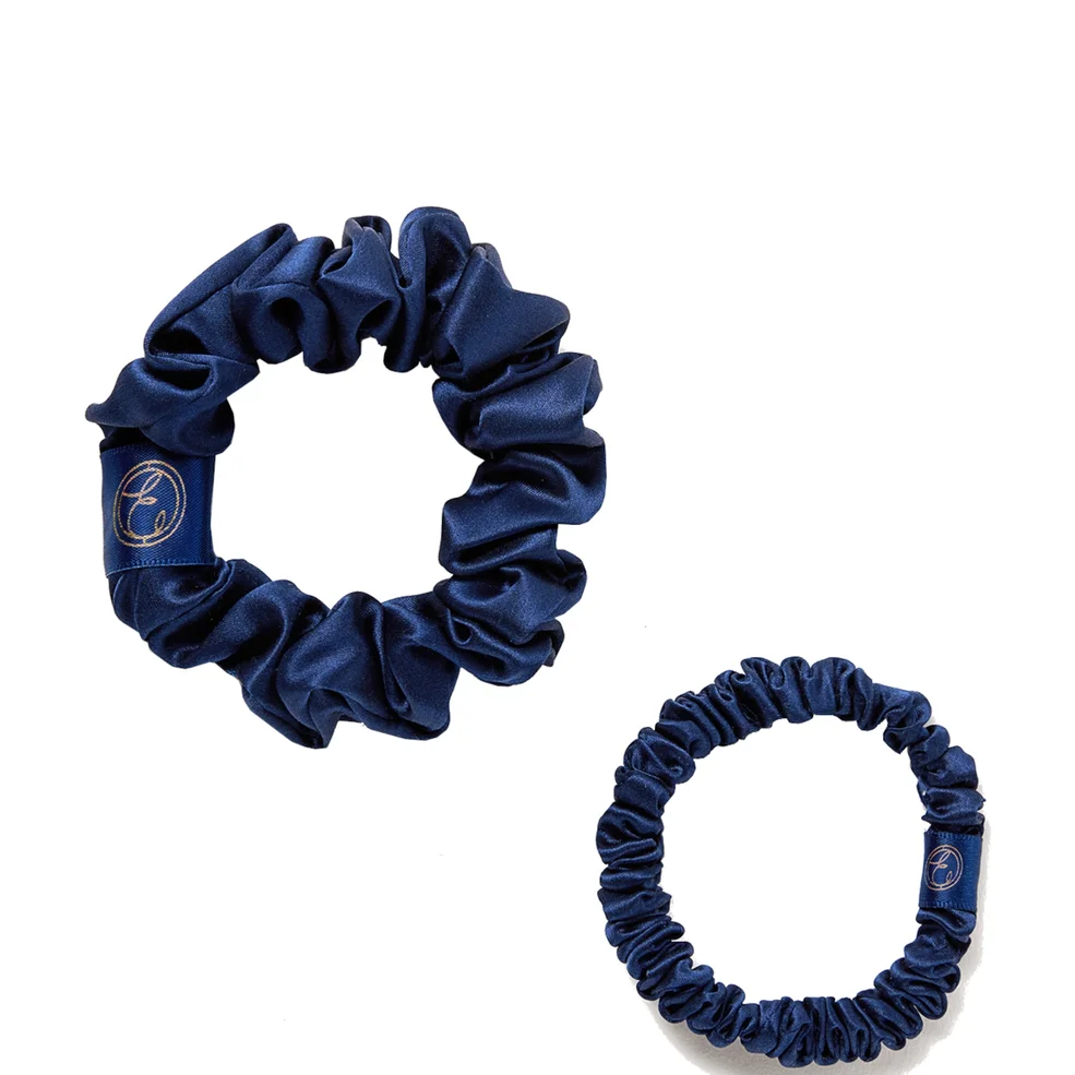 ESPA Silk Scrunchies - Navy Blue - 2 Pack Image 1