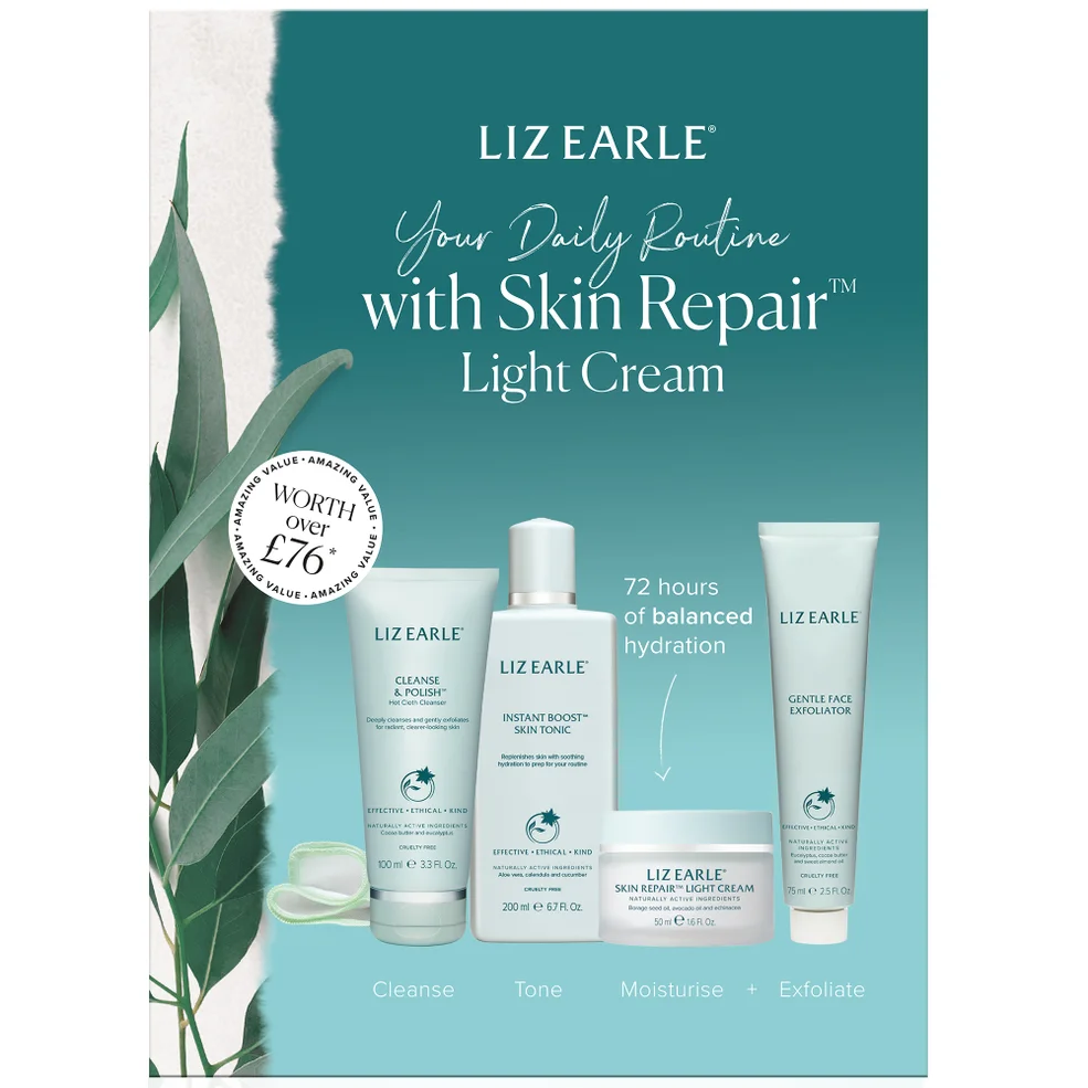 Liz Earle Your Daily Routine with Skin Repair Light Cream Kit (Worth £76.00) Image 1