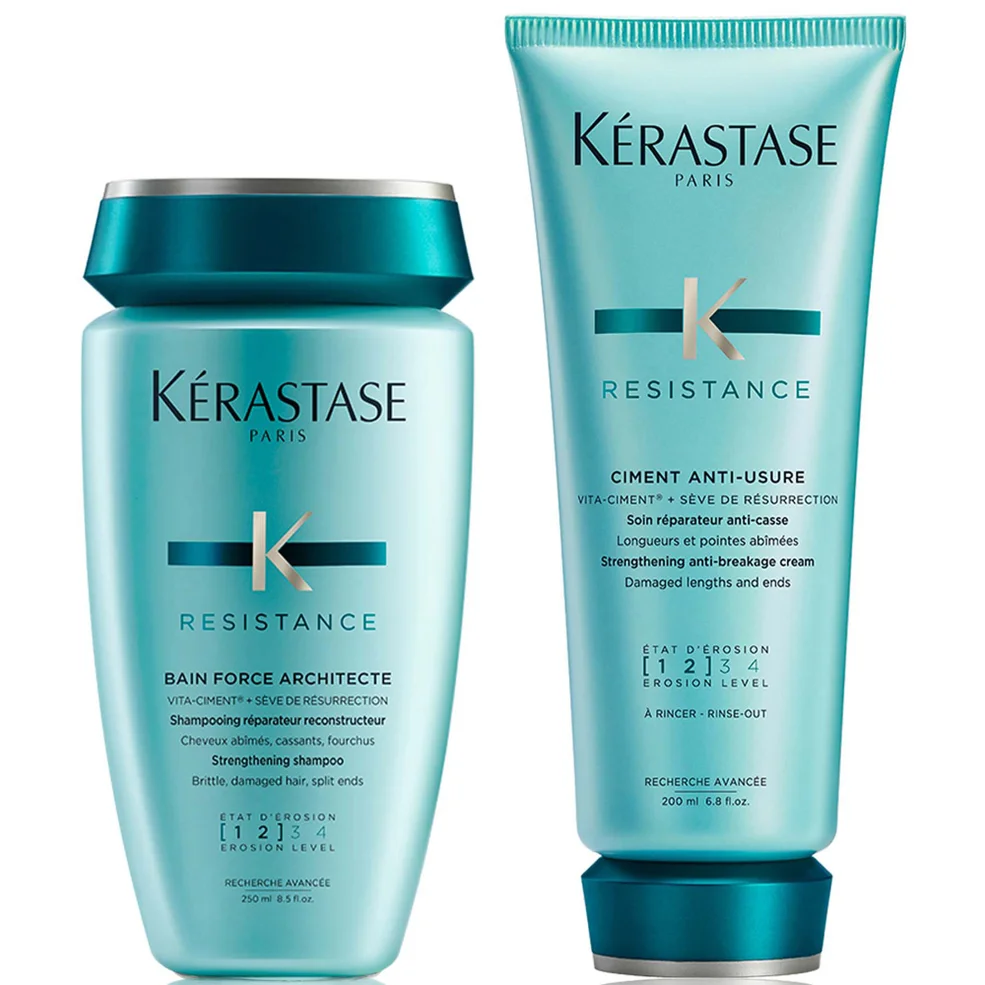 Kérastase Resistance Strengthening Shampoo & Conditioner Set for Damaged, Brittle Hair with Vita-Ciment Complex Image 1