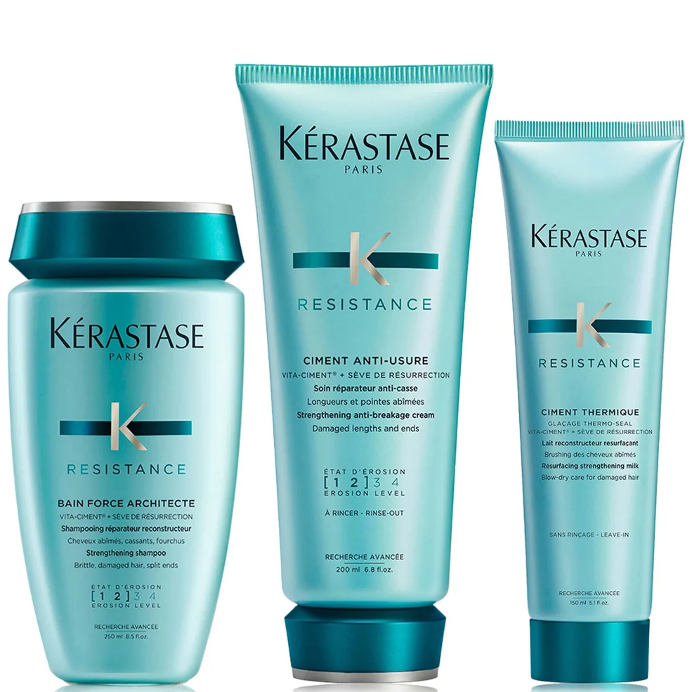 Kérastase Resistance Strengthening Shampoo, Conditioner & Leave-In Treatment for Damaged, Brittle Hair with Vita-Ciment Complex Image 1
