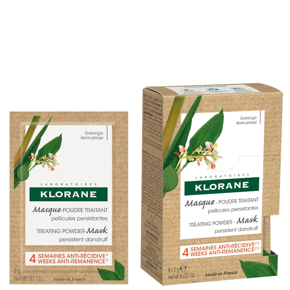 KLORANE Anti-Dandruff Mask-Powder Treatment with Galangal for Flaky Scalp 1 x 8 Sachets Image 1