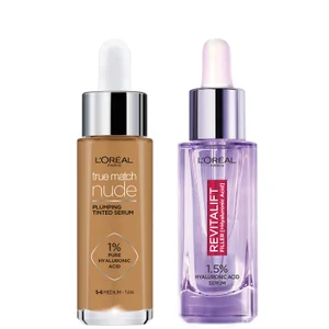 L'Oreal Paris Hyaluronic Acid Revitalift Filler Serum and True Match Tinted Serum Duo (Various Shades) - Shade 5-6 Medium Tan