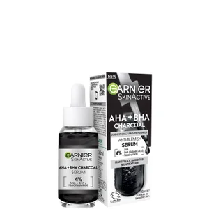 Garnier Skinactive 4% AHA BHA and Niacinamide Charcoal Serum, Resurface and Smooth Skin Texture 30ml - undefined undefined