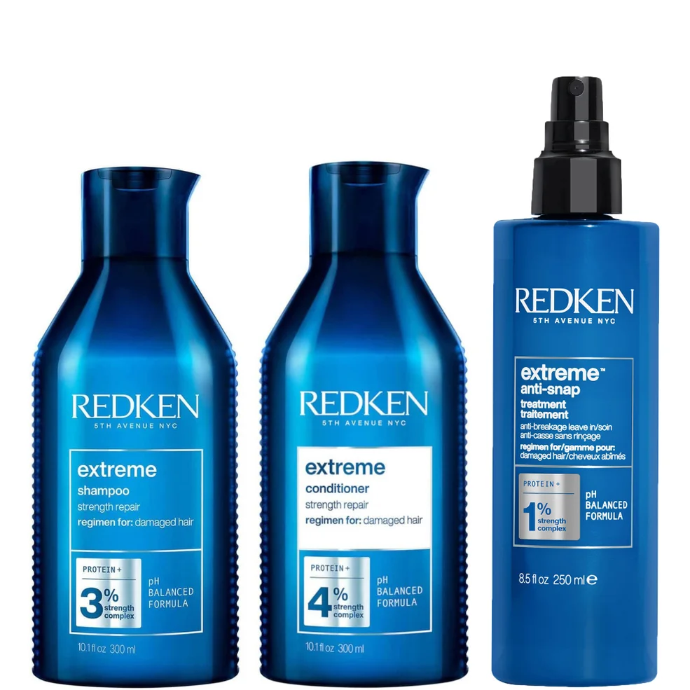 Redken Extreme Shampoo, Conditioner and Anti-Snap Leave-in Treatment Strength Repair Bundle for Damaged Hair Image 1