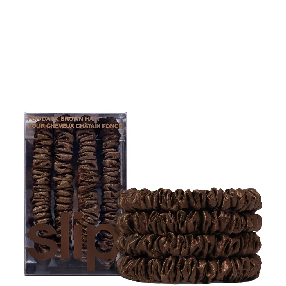Slip Pure Silk Skinny Scrunchies - Dark Brown Image 1