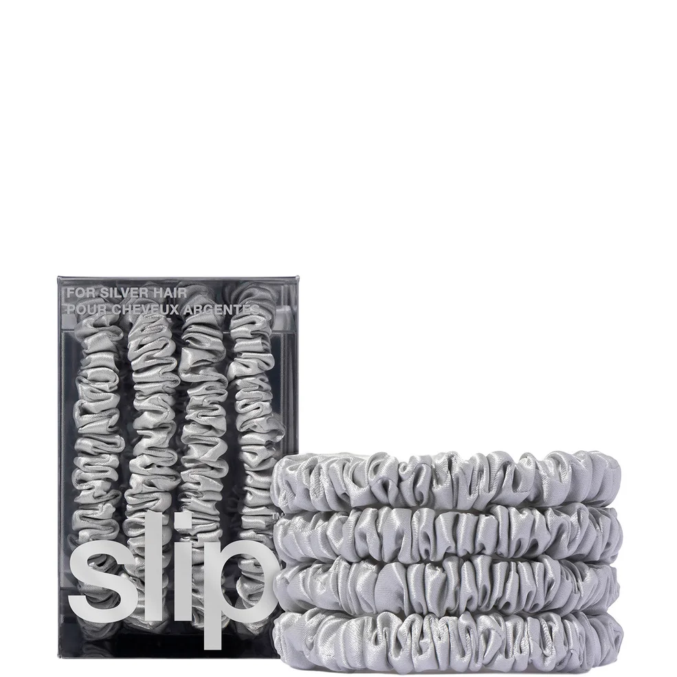 Slip Pure Silk Skinny Scrunchies - Silver Image 1