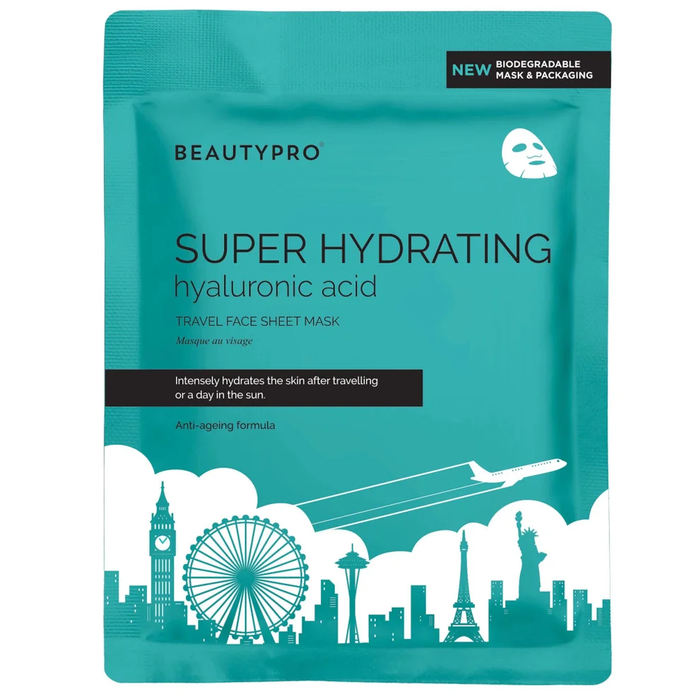 BEAUTYPRO Super Hydrating Hyaluronic Acid Travel Face Sheet Mask Image 1